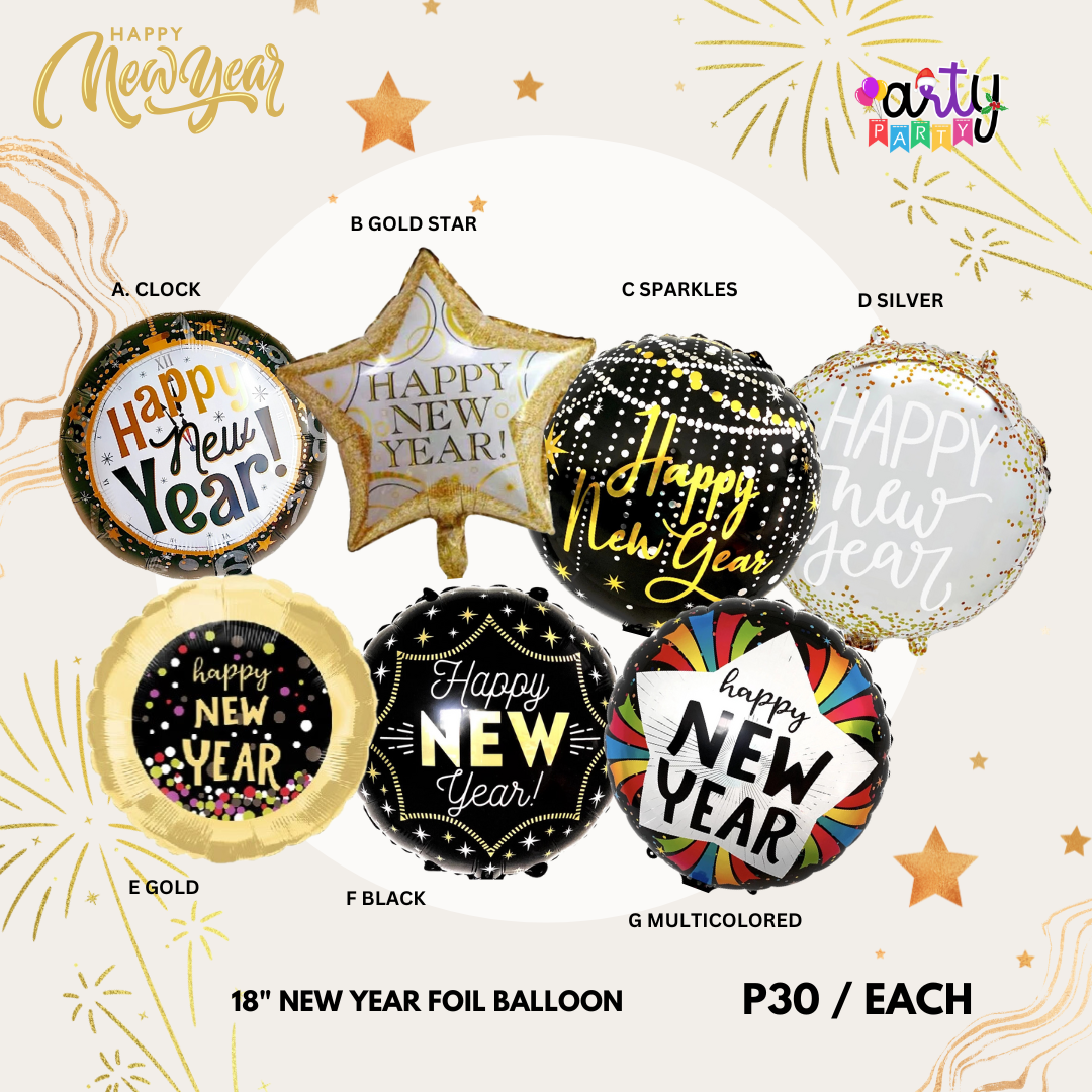 HAPPY NEW YEAR ROUND FOIL BALLOON