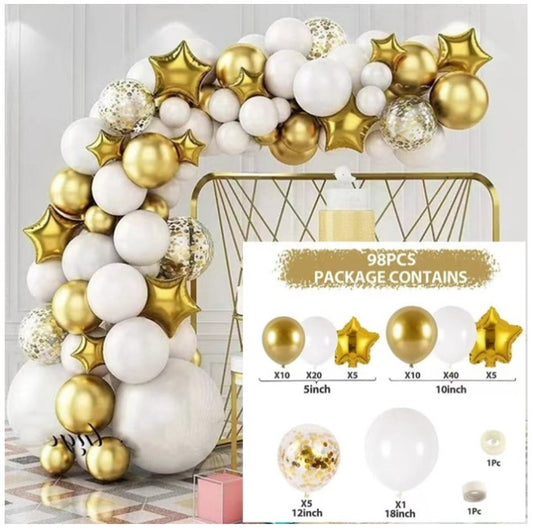 Dazzling Arch Balloon Set | White Gold