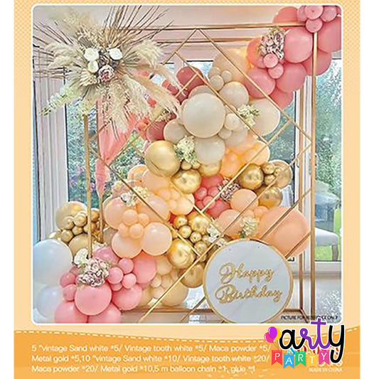 Dazzling Arch Balloon Decor Set | Champage Gold-Pink-Peach