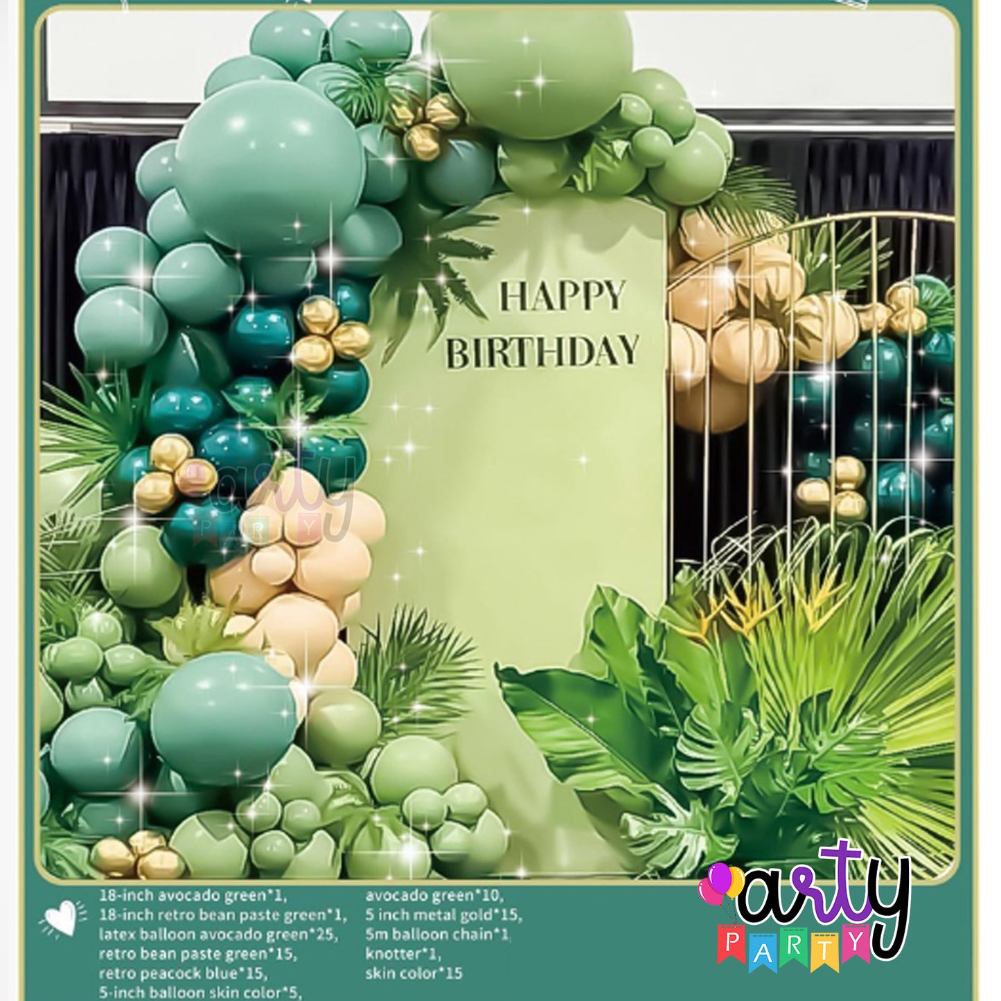 Dazzling Arch Balloon Set | Green Dark Green Beige