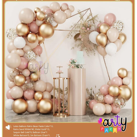 Dazzling Arch Balloon Set | Gold Beige Cream