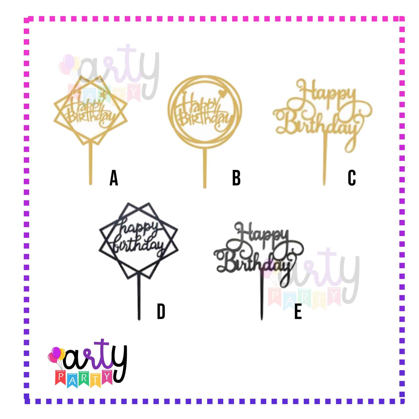 Happy Birthday Acrylic Cake Topper