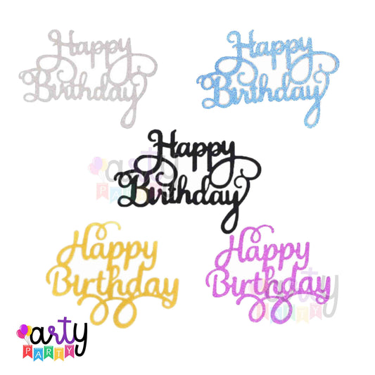 Happy Birthday Glitter Paper Cake Topper
