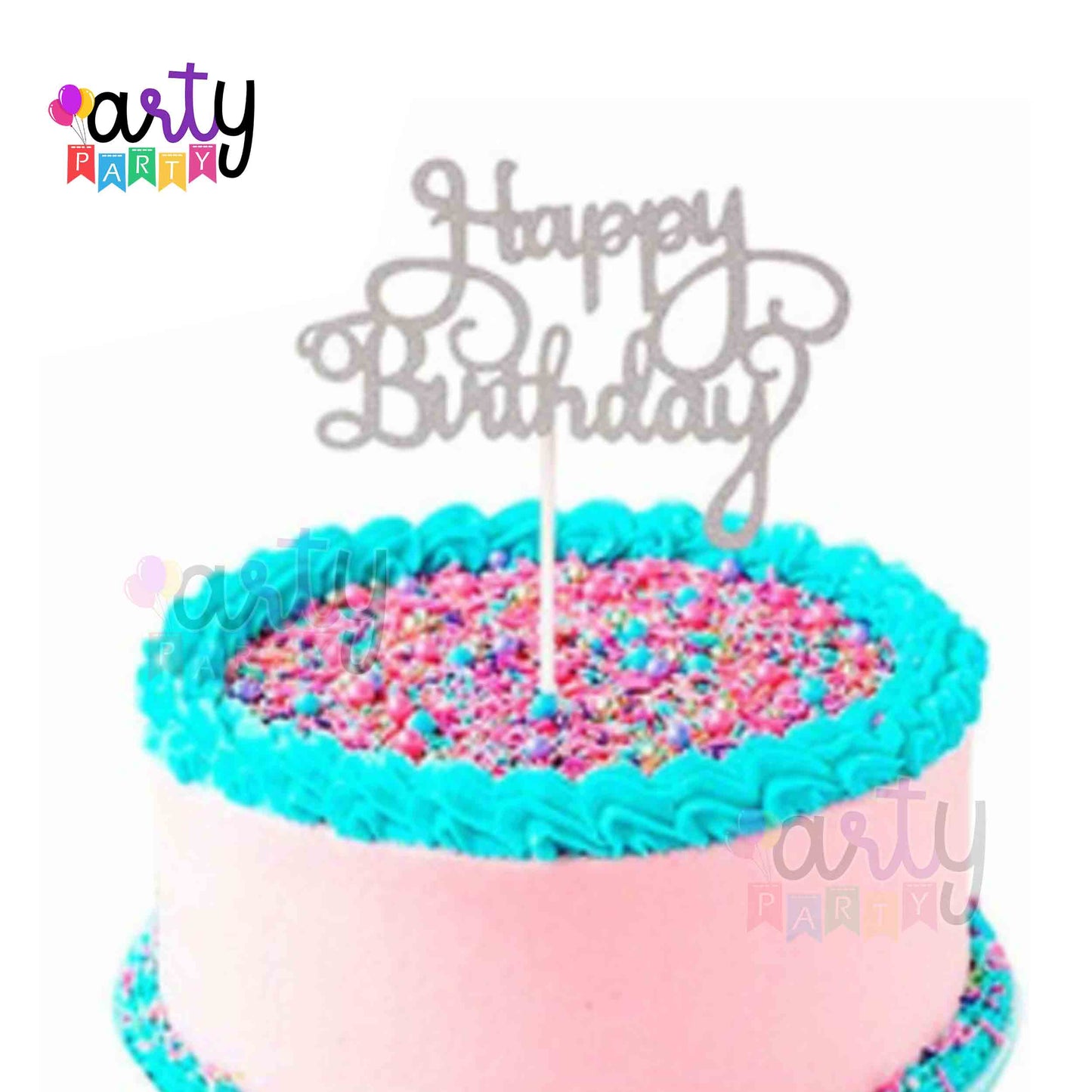 Happy Birthday Glitter Paper Cake Topper