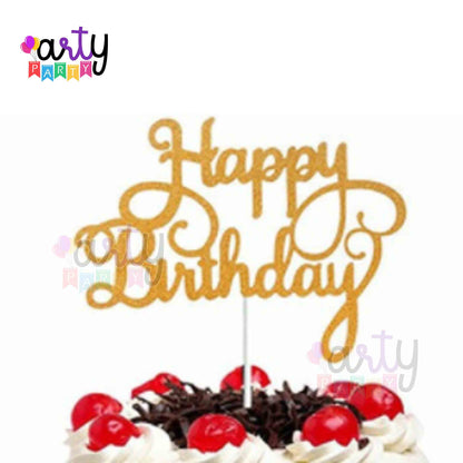 Happy Birthday Glitter Paper Cake Topper