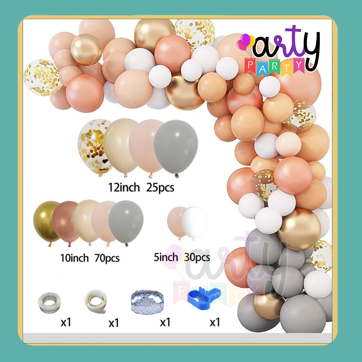 Dazzling Arch Balloon Decor | Nude-Rosegold-Silver